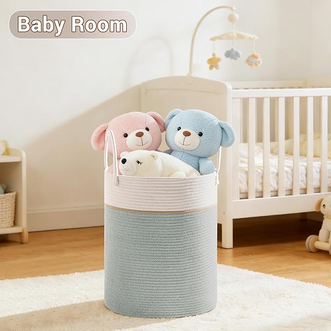 Tall Laundry Basket with Handles, 53L Portable Dirty Clothes Hamper, Boho - Image 4
