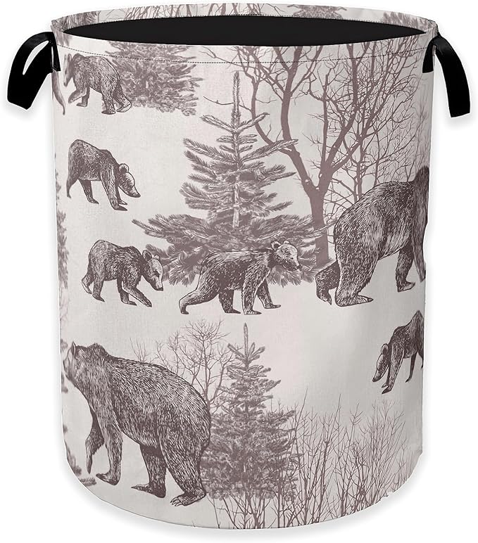 Forest Bear Laundry Hamper, Vintage Animal Clothes Hamper by Unknown