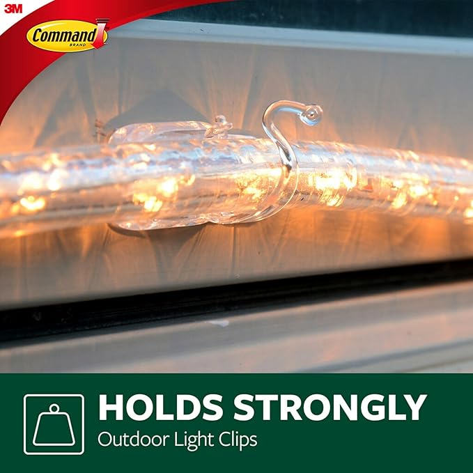 Command Outdoor Rope Light Clips, 12 Hooks and 16 Command Strips, Damage Free - Image 3