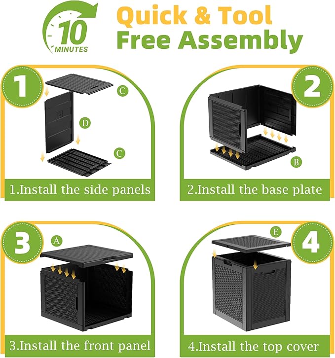 31 Gallon Outdoor Storage Box Weather Resistant UV Protection Waterproof Resin Deck Box for Garden, Patio, Porch, Delivery(Rattan Black) - Image 7