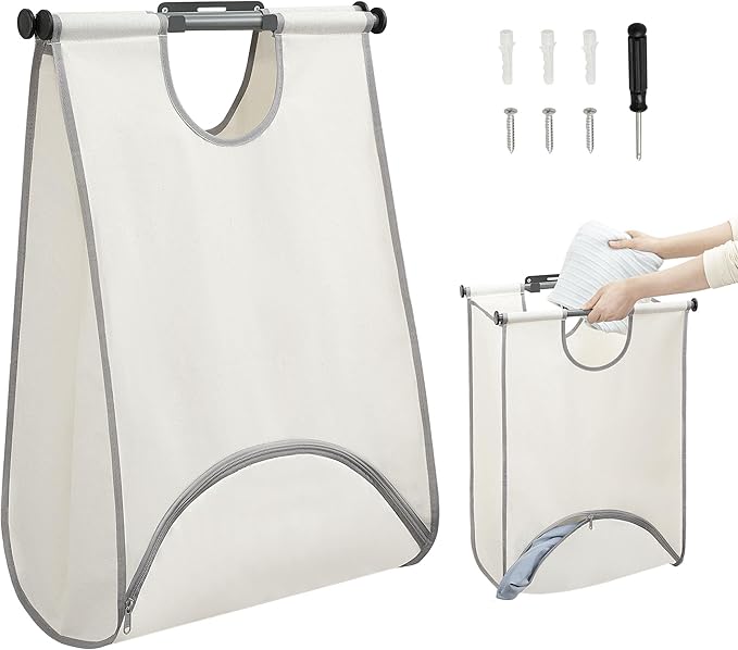 STORAGE MANIAC Wall Mount Laundry Hamper, Hanging Laundry Bag by STORAGEMANIAC
