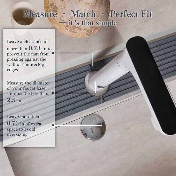 Stone Faucet Mat for Kitchen Sink, Quick Drying Mats, Water Absorbing Guard & - Image 4