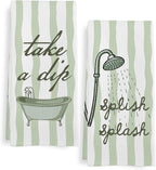 Sage Green Hand Towels for Bathroom Set of 2, Splish Splash Bathtub Dish Tea by Unknown