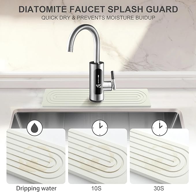 Faucet Mat for Kitchen Sink, Diatomite Fast Drying Stone Sink Tray, Super - Image 2