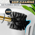 Stainless Steel Toilet Brush and Holder Set Gold & Square Design - Image 7