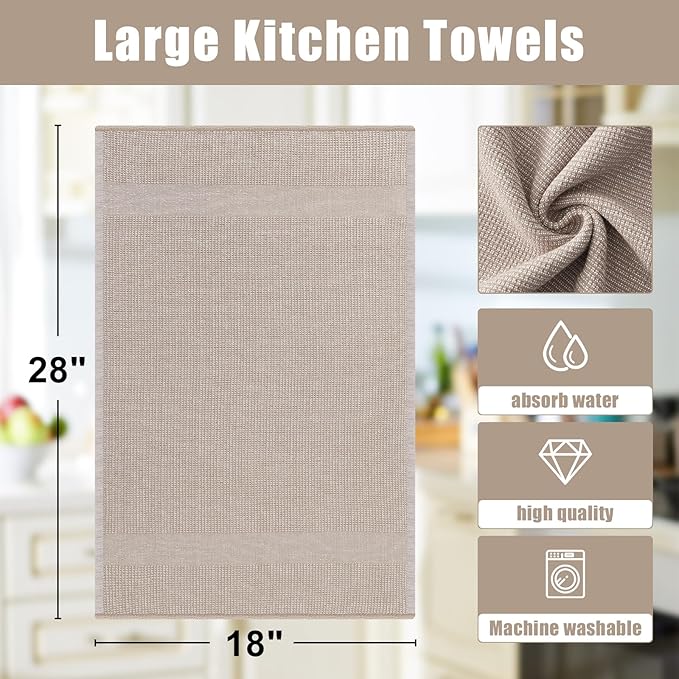 Homaxy Premium Kitchen Towels, Large Cotton Kitchen Hand Towels, Flat and Terry - Image 8