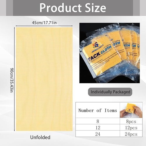 12 Pack Tack Cloths, Tack Rags for Woodworking, 17.7 x 35.4 in Tac Cloth Dust - Image 2