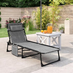 Outsunny Chaise Lounge Chair Outdoor, 5-Position Adjustable Sun Tanning Chair with Carrying Handle and Side Pocket, Folding Bed Cot with Removable Pillow for Garden, Beach, Patio, Pool, Camp, Gray - Image 9