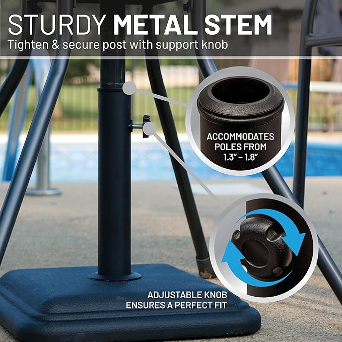 US Weight 26 Pound Umbrella Base - Cast Stone Outdoor Umbrella Stand - for Use with Umbrella Poles 1.3" to 1.8" - Designed to be Used with Patio Table - Black - Image 4