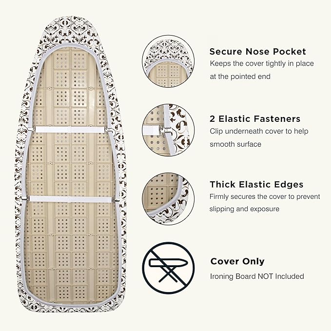 Ironing Board Cover and Pad 18"x49" Extra Thick Natural Cotton, Scorch and - Image 3