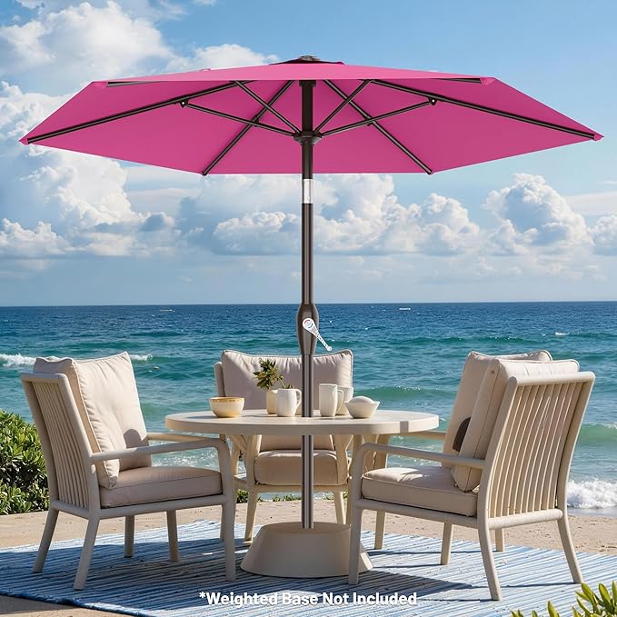 AreShark 7.5FT Patio Umbrella Table Market Umbrella with 6 Sturdy Ribs, Button Tilt/Crank, Heavy-Duty Outdoor Umbrellas for Pool, Deck, Garden and Backyard, Rose Pink - Image 7