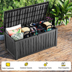 150 Gallon Outdoor Storage Box, Weather Resistant & Waterproof Resin Deck Box with UV Protection, Rattan Black Patio Storage Cabinet for Garden, Patio, Porch, Poolside(Black) - Image 5