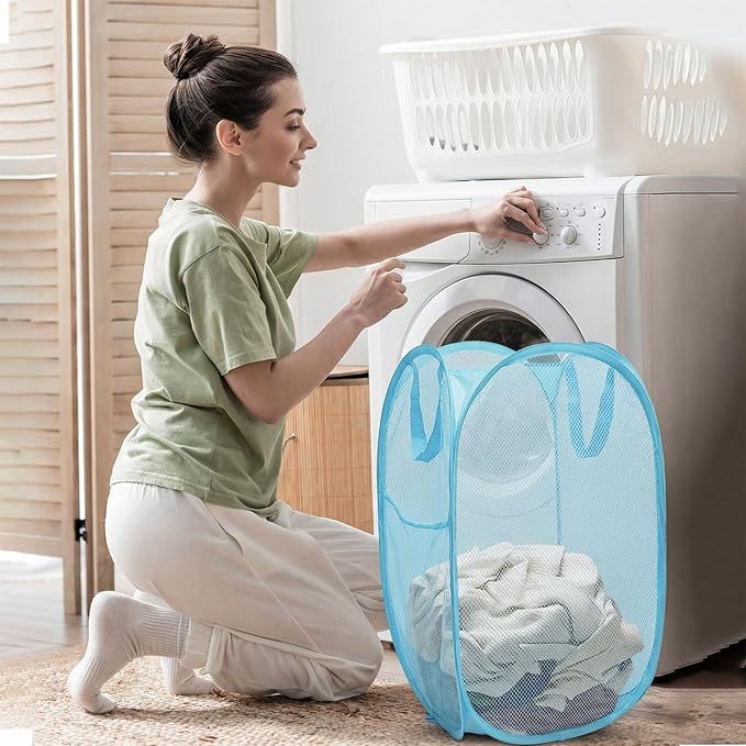 The upgraded pop-up laundry basket features a breathable side pocket mesh design - Image 5
