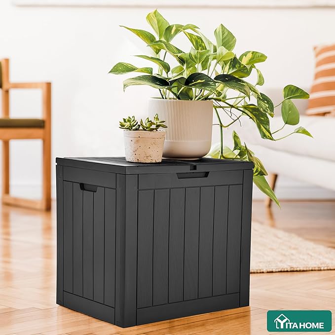 YITAHOME 30 Gallon Deck Box Outdoor Storage Box, Waterproof Resin Package Delivery and Storage Box with Lockable Lid for Patio Furniture Cushions, Pool Accessories, Garden Tools, Black - Image 7