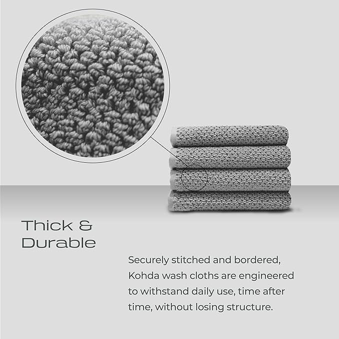 Luxury Silver-Infused Gray Washcloths 4-Pack, 12.9"x12.9" - Image 4