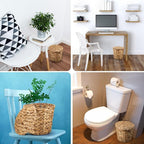 Ctosree 2 Pcs Wicker Trash Can Basket Woven Waste Basket - Image 3