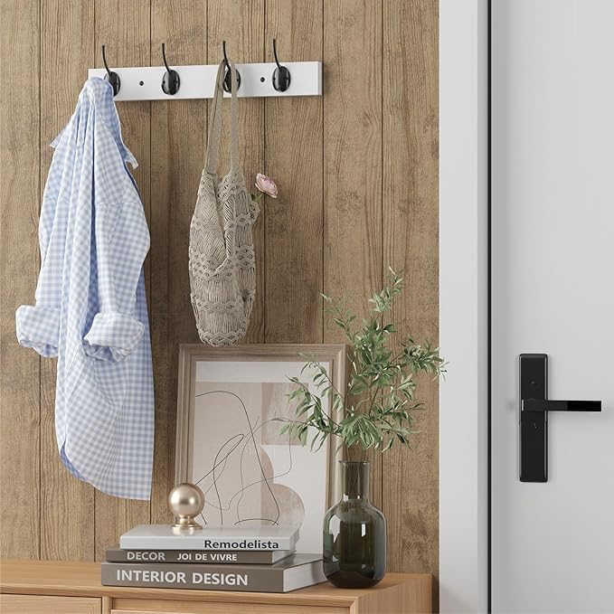 Coat Hooks Wall Mounted, Wooden Hat Rack - Image 2