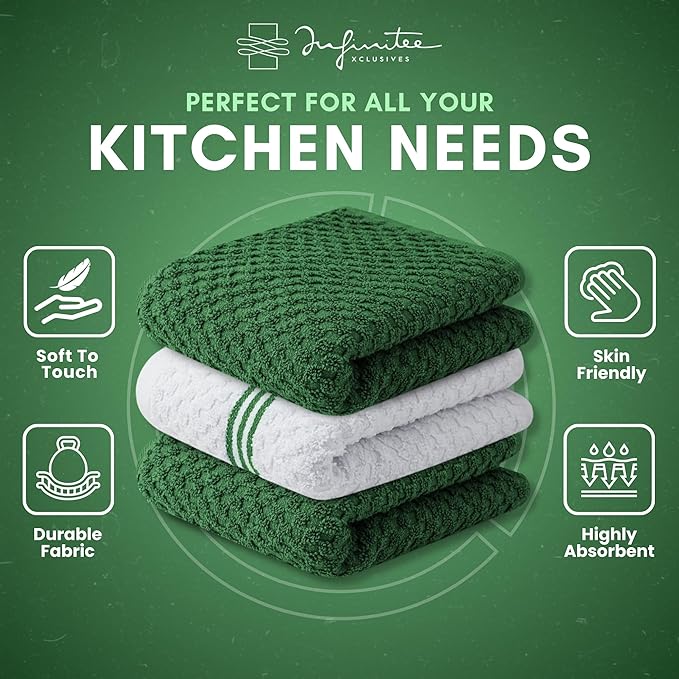 Infinitee Xclusives Premium Kitchen Towels – Pack of 3, 100% Cotton 15 x 25 - Image 5