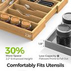 Bamboo Kitchen Drawer Organizer, Expandable Silverware Organizer - Image 3