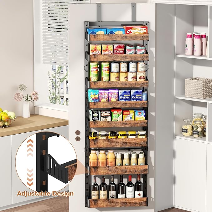 8-Tier Over The Door Pantry Organizer, Heavy-Duty Metal Wall Mount or Hanging - Image 6