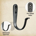 Cast Iron Coat Hooks Handmade Blacksmith, Wall Mounted, Farmhouse Decorative - Image 7