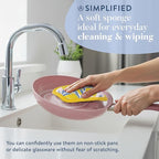 Simplified 5-Pack Scrub & Wipe 2-in-1 Dishwashing Sponges - Image 2