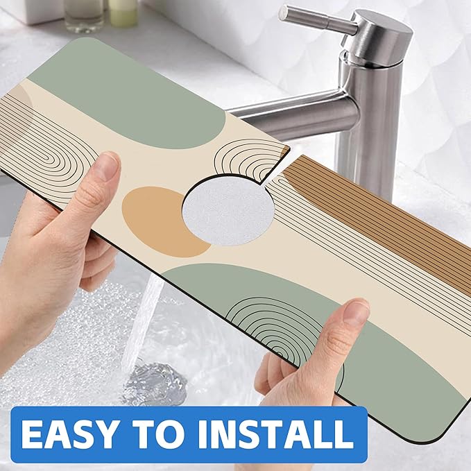 Abstract Minimalistic Geometric Kitchen Sink Splash Guard Mat Absorbent Fast - Image 6