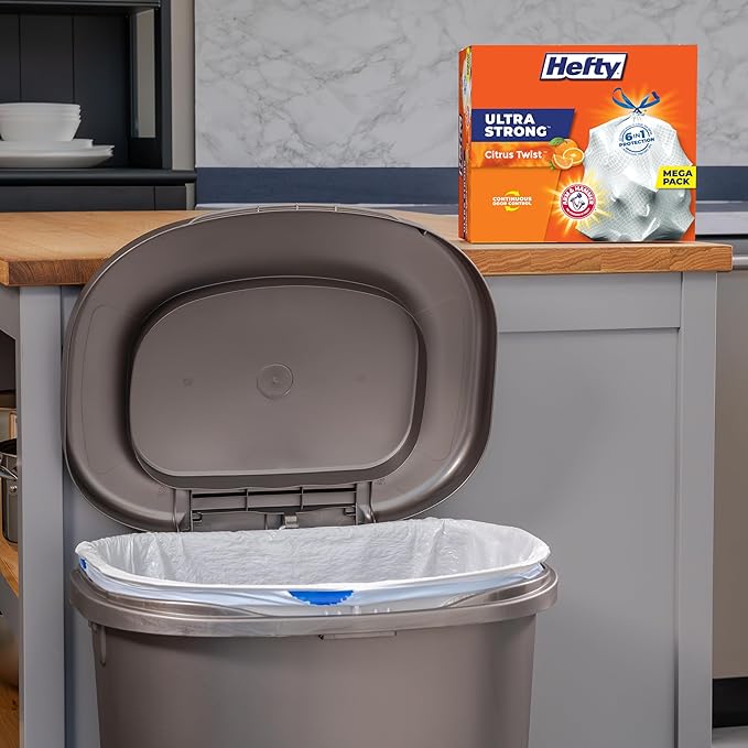 Hefty Ultra Strong Tall Kitchen Trash Bags, Citrus Twist Scent, 13 Gallon - Image 2
