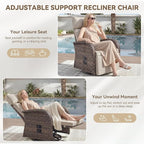 Zero Gravity Patio Swivel Rocking Recliner Chair - Wicker Outdoor Lounge Chair with Adjustable Backrest & Footrest, All Weather Reclining Rocker Chairs with Thick Cushion for Pool Deck Beige - Image 5