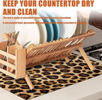 Animal Leopard Dish Drying Mat for Kitchen Counter Microfiber Absorbent Dish - Image 8