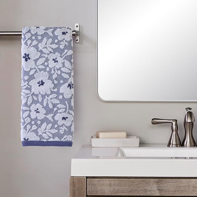 SKL Home Floral Jacquard 100% Cotton 2pc Hand Towel Set, Reversible & Decorative - Image 3