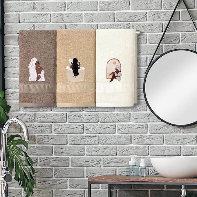 3 Pcs African American Woman Hand Towels - Image 3