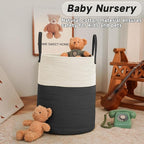 Large Woven Laundry Basket Hamper, 60L Cotton Rope Storage Bin - Image 2