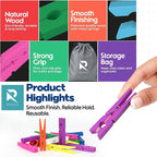 RIVEDA 50pcs Colored Wooden Clothes Pins, 2.9inch 10 Colors, Clothespins - Image 4