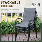 Flamaker Patio Chairs Stackable Dining Chairs Set of 4 Metal and Teslin Outdoor Chairs for Lawn Deck Balcony Porch (Grey) - Image 5