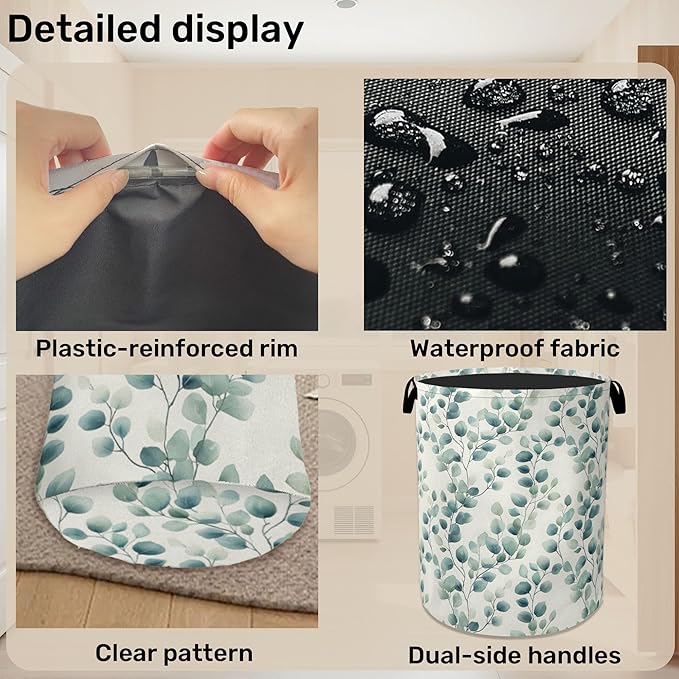 Sage Green Plant Large Clothes Hamper Bag - Image 5