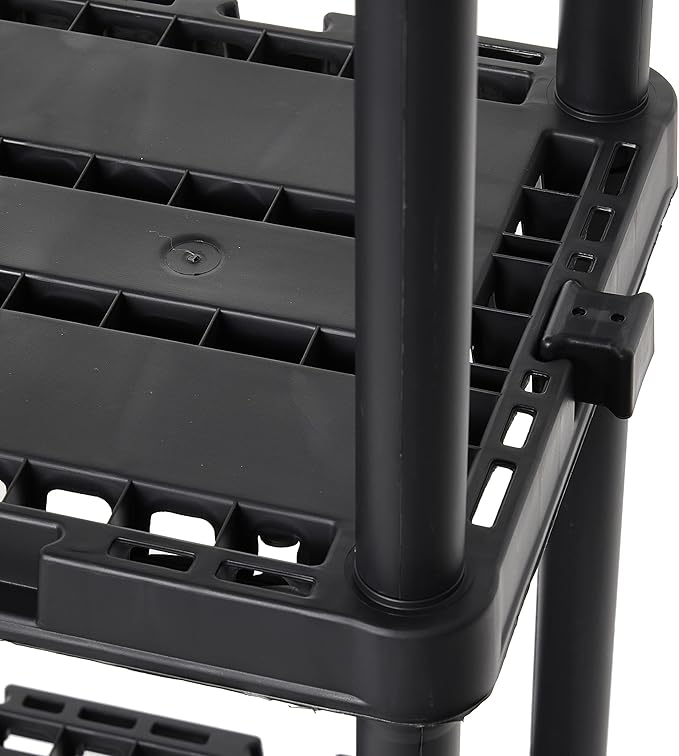 Gracious Living 4 Pack Light Duty Storage Shelves, Knect-A-Shelf 4-Shelf Ventilated Shelving Rack Organizer for Home, Garage, Basement & Laundry, Black - Image 8