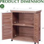 Outdoor Storage Cabinet & Potting Bench Table with Metal Top, Wooden Patio Furniture, Garden Workstation (Dark Brown, 36x31x17in) - Image 3