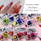 3D Sparkly Glitter Sequins, Holographic Rhombus Shape Glitters Nail Flakes - Image 3
