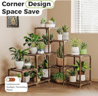 Bamworld Plant Stand Indoor Corner Plant Shelf Outdoor for Multiple Plants Wood Flower Stand Ladder Plant Table for Plant Pots for Window Garden Balcony Living Room - Image 2