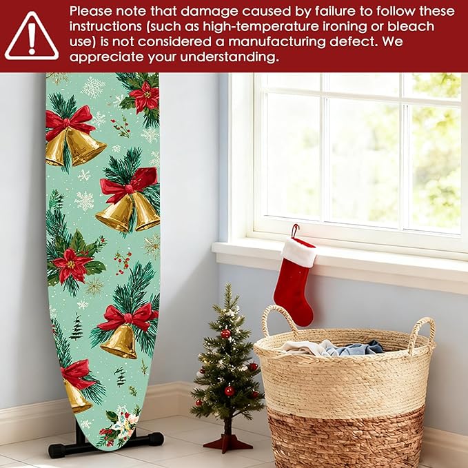 Nuxovilar Ironing Board Covers Winter Bells and Poinsettia Pattern Polyester - Image 6