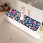 Modern Blue and Pink Floral Sink Faucet Absorbing Mat Sink Splash Guard Faucet - Image 2