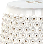 Safavieh Castle Gardens Collection Stella Nail Head White Glazed Ceramic Garden Stool - Image 4