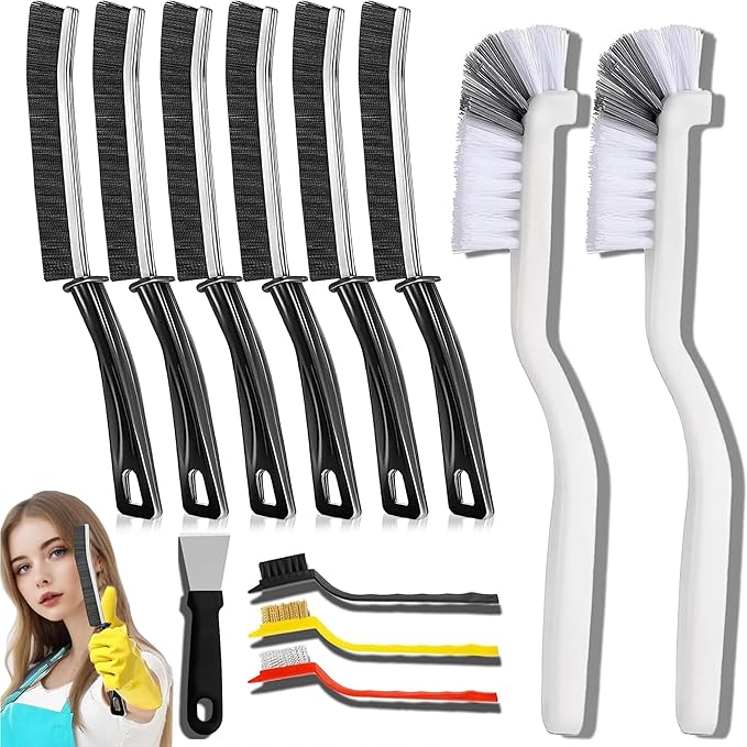 12Pcs Crevice Cleaning Brush Set, Hard Bristle Gap Cleaning Tools, Window & Car by Unknown