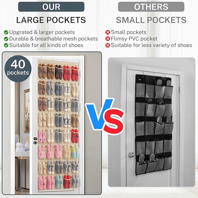 40-Pocket Over the Door Shoe Organizer - Image 6