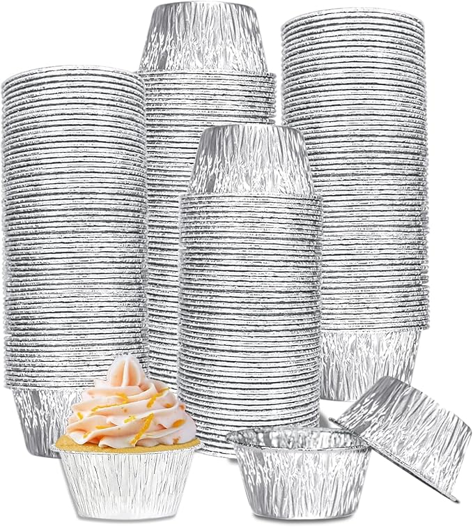 Aluminum Foil Baking Cups, 150 Pack Disposable 3 Oz Ramekins Aluminum Cupcake by SUPPHOUS