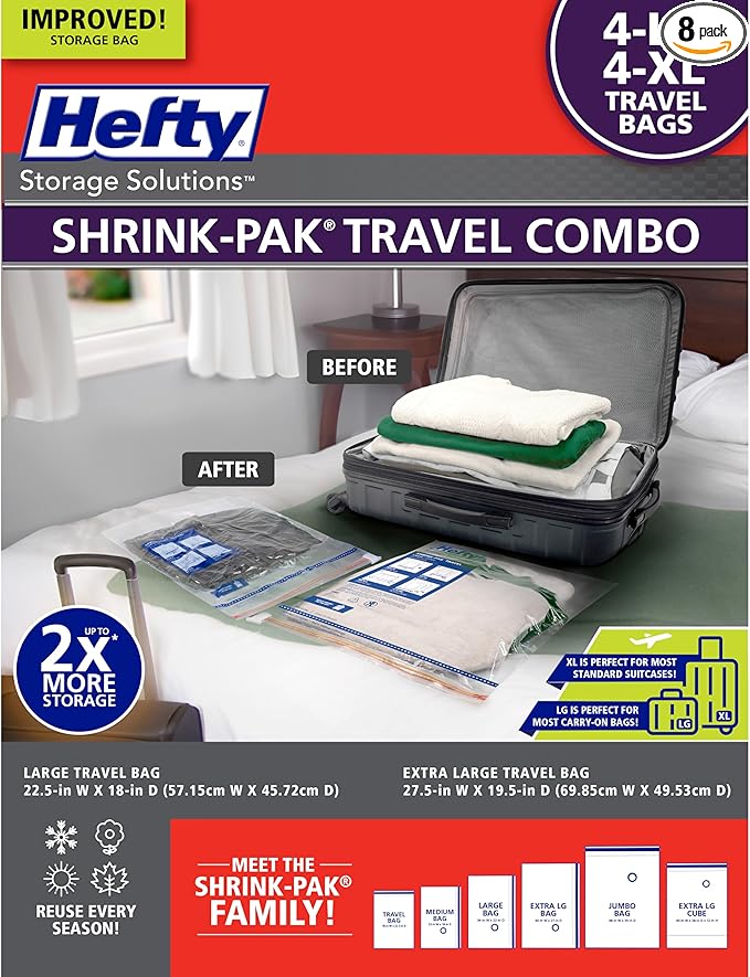 Hefty Shrink-Pak Travel Storage Bags – by Hefty