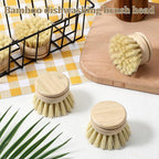 6 Pcs Bamboo Dish Brush Replacement Heads, 1.9 x 1.6 Inch Natural Sisal Bristle - Image 6