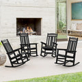 LUE BONA Outdoor Rocking Chairs Set of 4, Weather Resistant HDPS Poly Rocker Chairs, 350lb Heavy Duty, Oversized Porch Rocker for Adult, High Back Smooth Rocking Chairs for Outdoor & Indoor, Black by LUEBONA