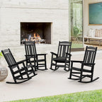 LUE BONA Outdoor Rocking Chairs Set of 4, Weather Resistant HDPS Poly Rocker Chairs, 350lb Heavy Duty, Oversized Porch Rocker for Adult, High Back Smooth Rocking Chairs for Outdoor & Indoor, Black by LUEBONA